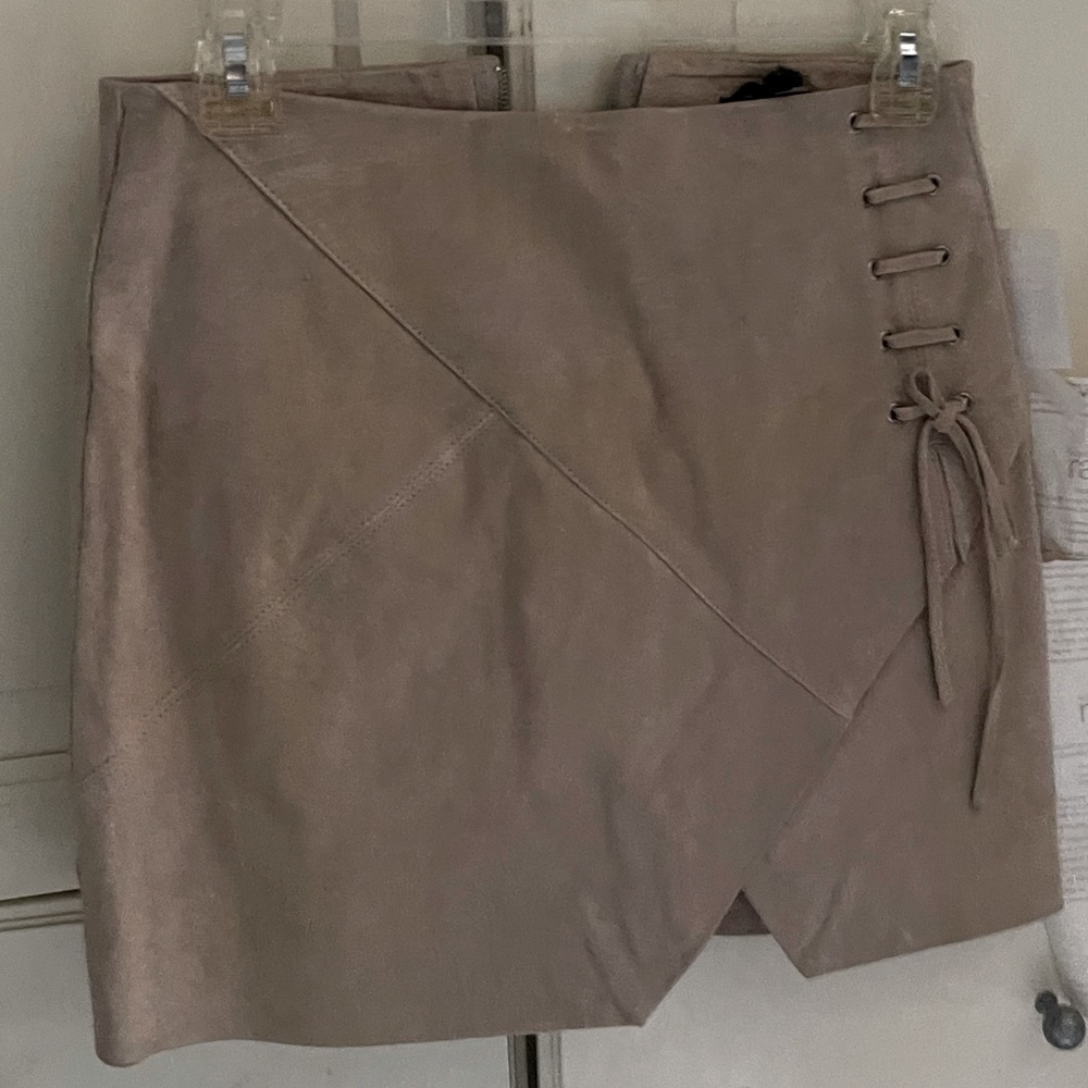 Cream suede mini skirt